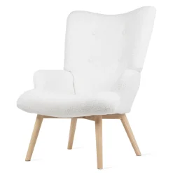 HOMLA Fotel Moss Teddy Boucle W Tkaninie Teddy Bialy Outlet