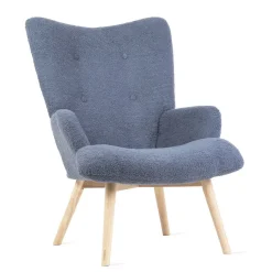 HOMLA Fotel Moss Teddy Boucle W Tkaninie Teddy Granatowy Outlet