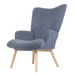 HOMLA Fotel Moss Teddy Boucle W Tkaninie Teddy Granatowy Outlet