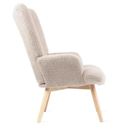 HOMLA Fotel Moss Teddy Boucle W Tkaninie Teddy Bezowy Clearance