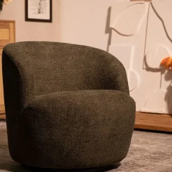 HOMLA Fotel Svingen Obrotowy Oliwkowy 65.5X77X69Cm Outlet