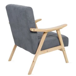 HOMLA Fotel Terra Ciemno Nogi Jasne Drewno 70X75X87 Cm Szary