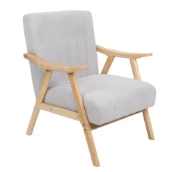HOMLA Fotel Terra Jasno Nogi Jasne Drewno 70X75X87 Cm Szary New