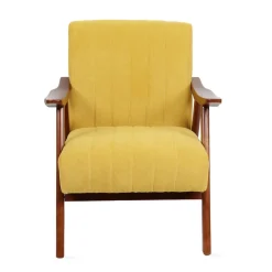 HOMLA Fotel Terra Nogi Ciemnobrazowe 70X75X87 Cm Musztardowy New