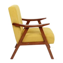 HOMLA Fotel Terra Nogi Ciemnobrazowe 70X75X87 Cm Musztardowy New