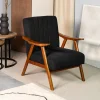 HOMLA Fotel Terra Welurowy Nogi Ciemnobrazowe 70X75X87 Cm Czarny