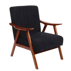 HOMLA Fotel Terra Welurowy Nogi Ciemnobrazowe 70X75X87 Cm Czarny