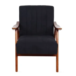HOMLA Fotel Terra Welurowy Nogi Ciemnobrazowe 70X75X87 Cm Czarny