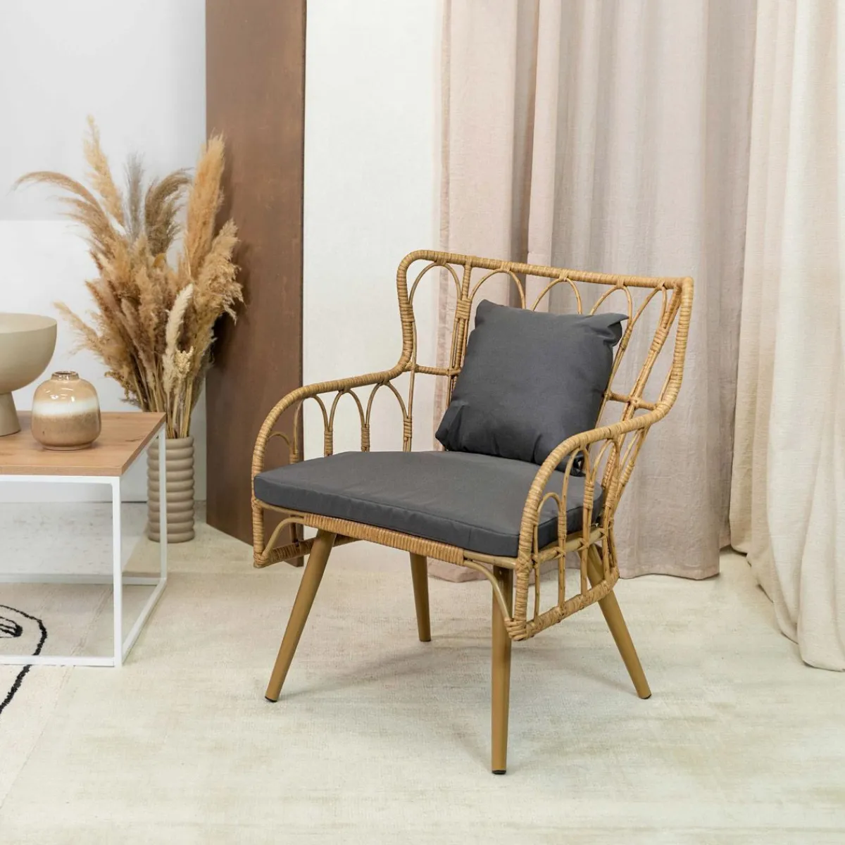 HOMLA Fotel Torvi Pleciony 72X67X84 Cm Naturalny New
