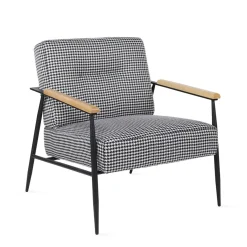 HOMLA Fotel Veludo Bialy W Czarna Pepitke 71X70X83 Cm Wielokolorowy Hot
