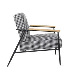 HOMLA Fotel Veludo Bialy W Czarna Pepitke 71X70X83 Cm Wielokolorowy Hot