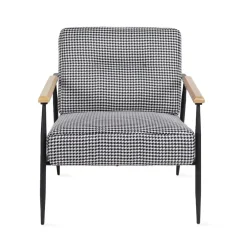 HOMLA Fotel Veludo Bialy W Czarna Pepitke 71X70X83 Cm Wielokolorowy Hot