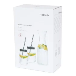HOMLA Karafka Soma Summer Ze Szklankami 1 L Przezroczysty Outlet