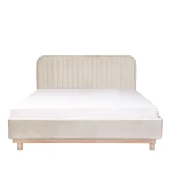 HOMLA Łóżko Karalius Welurowe Bezowe 160X200 Cm Bezowy Discount
