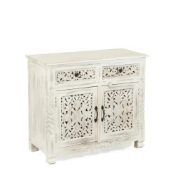 HOMLA Komoda Banhi Lite Drewno Mango Zlobione 90X42X80 Cm Naturalny Clearance