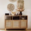HOMLA Komoda Notto Z Rattanem 110X35X72 Cm Naturalny Discount