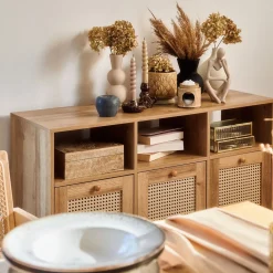 HOMLA Komoda Notto Z Rattanem 110X35X72 Cm Naturalny Discount