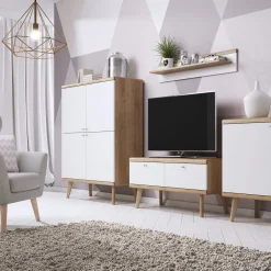 HOMLA Komoda Primo! Dab Riviera 107X134X40 Cm Bialy Best