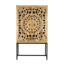 HOMLA Komoda Sombre Lite Drewno Mango Zlobione 90X40X160 Cm Naturalny Best