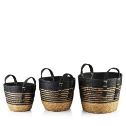 MONDEX Komplet Koszy Bali 30X24 Cm; 26X22 Cm; 20X18 Cm 3 Szt. Bezowy Discount