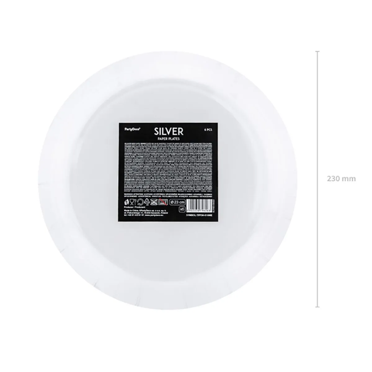 PARTYDECO Komplet Talerzy Silver Papierowych 6 Szt. Fi 23 Cm Srebrny Clearance