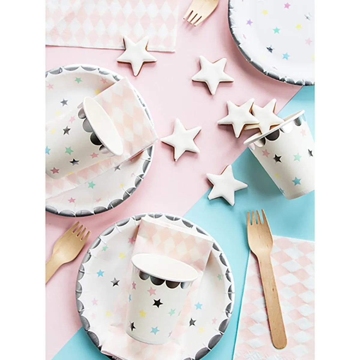 PARTYDECO Komplet Talerzy Stars Ze Wzorem W Gwiazdki 6 Szt. Fi 18 Cm Bialy Sale