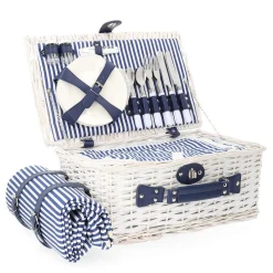 HOMLA Kosz Piknikowy Orlando Dla 4 Osob Z Mata 46X30X20 Cm Bialy Outlet