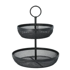 HOMLA Koszyk Gridio Dwupietrowy Okragly 31X26 Cm Czarny