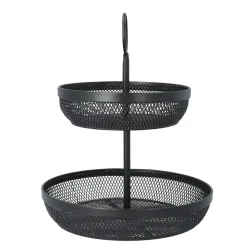 HOMLA Koszyk Gridio Dwupietrowy Okragly 31X26 Cm Czarny