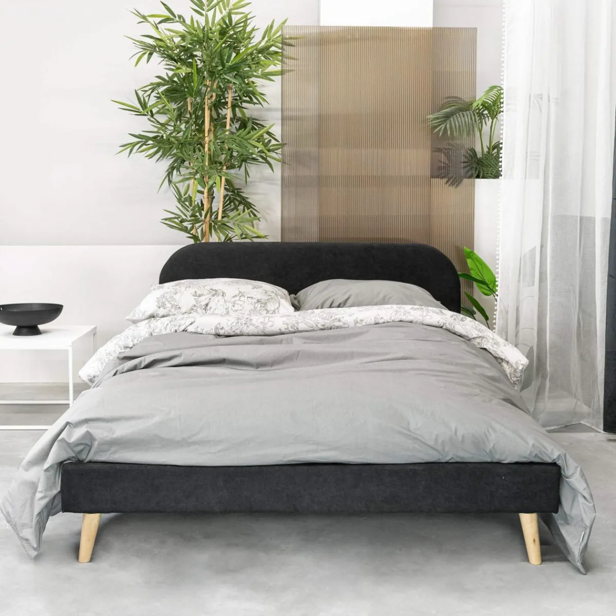 HOMLA Łóżko Venlo Czarne 140X200 Cm Czarny Discount