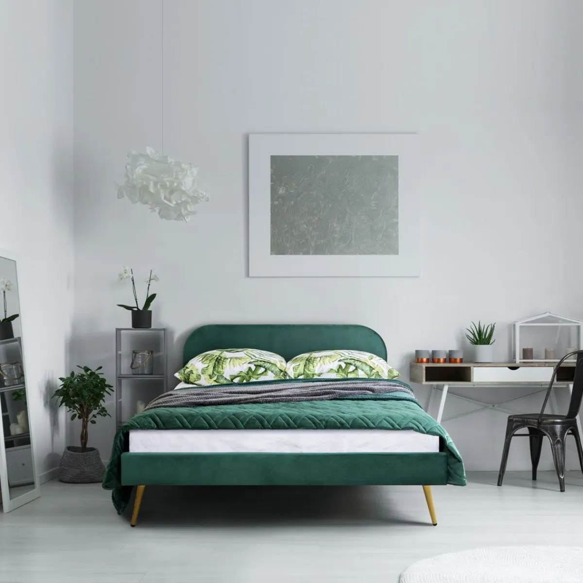 HOMLA Łóżko Venlo Welurowe Zielone 160X200 Cm Zielony Clearance