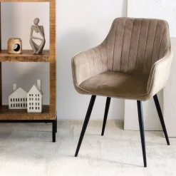 HOMLA Krzeslo Andre Welurowe Brazowe 56X61X86 Cm Brazowy Hot