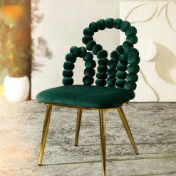 HOMLA Krzeslo Bubble Beam Welurowe Zielone 56,5X52X87 Cm Discount