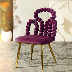 HOMLA Krzeslo Bubble Beam Welurowe Bordowe 56,5X52X87 Cm Hot