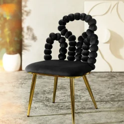 HOMLA Krzeslo Bubble Beam Welurowe Czarne 56,5X52X87 Cm Clearance