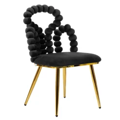 HOMLA Krzeslo Bubble Beam Welurowe Czarne 56,5X52X87 Cm Clearance
