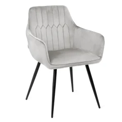 HOMLA Krzeslo Etienne Welurowe Jasnoszare 56X61X86 Cm Szary Discount