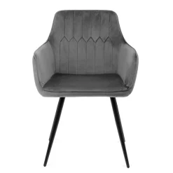 HOMLA Krzeslo Etienne Welurowe Szare 56X61X86 Cm Szary Discount
