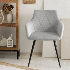 HOMLA Krzeslo Fellice Welurowe Szare 56X61X86 Cm Szary Outlet