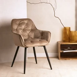HOMLA Krzeslo Flossi Welurowe Bezowe 57X63X84 Cm Bezowy