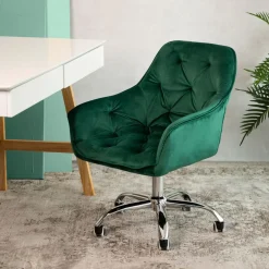 HOMLA Krzeslo Flossi Welurowe Obrotowe Zielone 57X65X90 Cm Zielony
