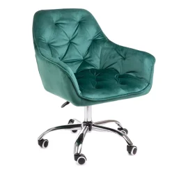 HOMLA Krzeslo Flossi Welurowe Obrotowe Zielone 57X65X90 Cm Zielony