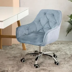 HOMLA Krzeslo Flossi Welurowe Obrotowe E 57X65X90 Cm Niebieski Best
