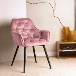 HOMLA Krzeslo Flossi Welurowe Rozowe 57X63X84 Cm Rozowy New