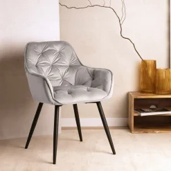 HOMLA Krzeslo Flossi Welurowe Szare 57X63X84 Cm Szary Discount