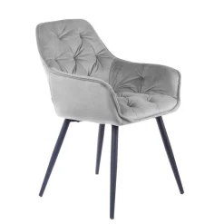HOMLA Krzeslo Flossi Welurowe Szare 57X63X84 Cm Szary Discount