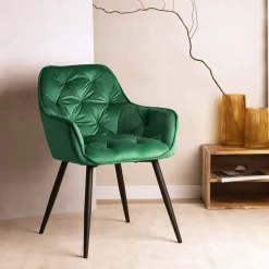 HOMLA Krzeslo Flossi Welurowe Zielone 57X63X84 Cm Zielony Hot
