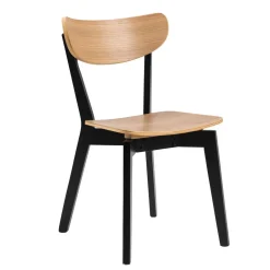 HOMLA Krzeslo Haveri! Drewniane Czarne-Naturalne 55X45X79,5 Cm Naturalny