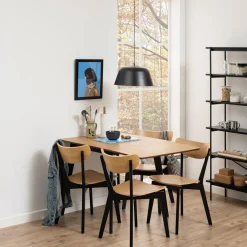 HOMLA Krzeslo Haveri! Drewniane Czarne-Naturalne 55X45X79,5 Cm Naturalny