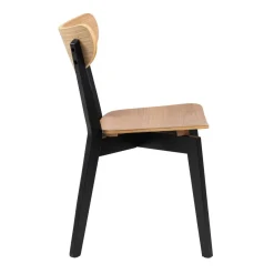 HOMLA Krzeslo Haveri! Drewniane Czarne-Naturalne 55X45X79,5 Cm Naturalny